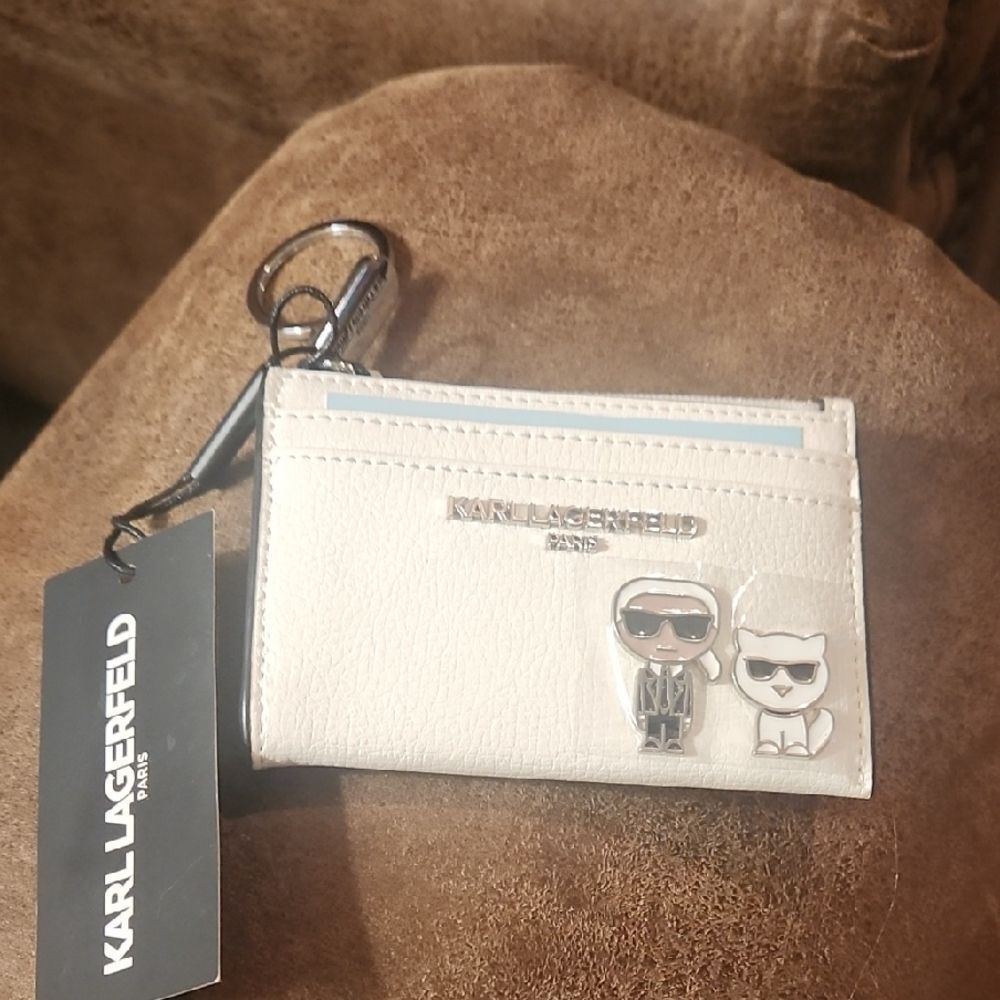 Karl Lagerfeld Cream Card Holder with Keychain